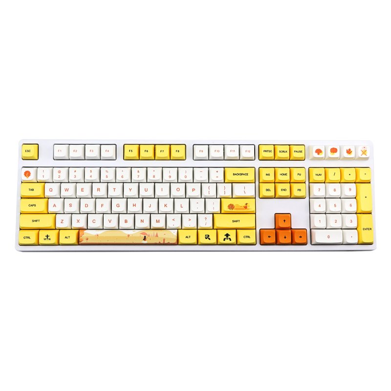1 Set Of Keyboard Keycaps 129-key Pbt Printing Sublimation Mechanical Keyboard Keycap yellow