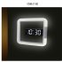 1 Set Square  Rgb  Clock Multifunctional Creative Home Thermometer Digital Alarm Clock Led Mirror Hollow Wall Clock White