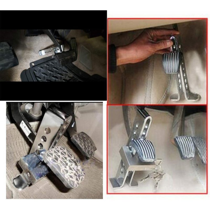 Auto Anti-theft Car Brake Clutch Lock Safety Tool Steel Lock Auto Car Clutch Brake Lock Silver_8-hole model