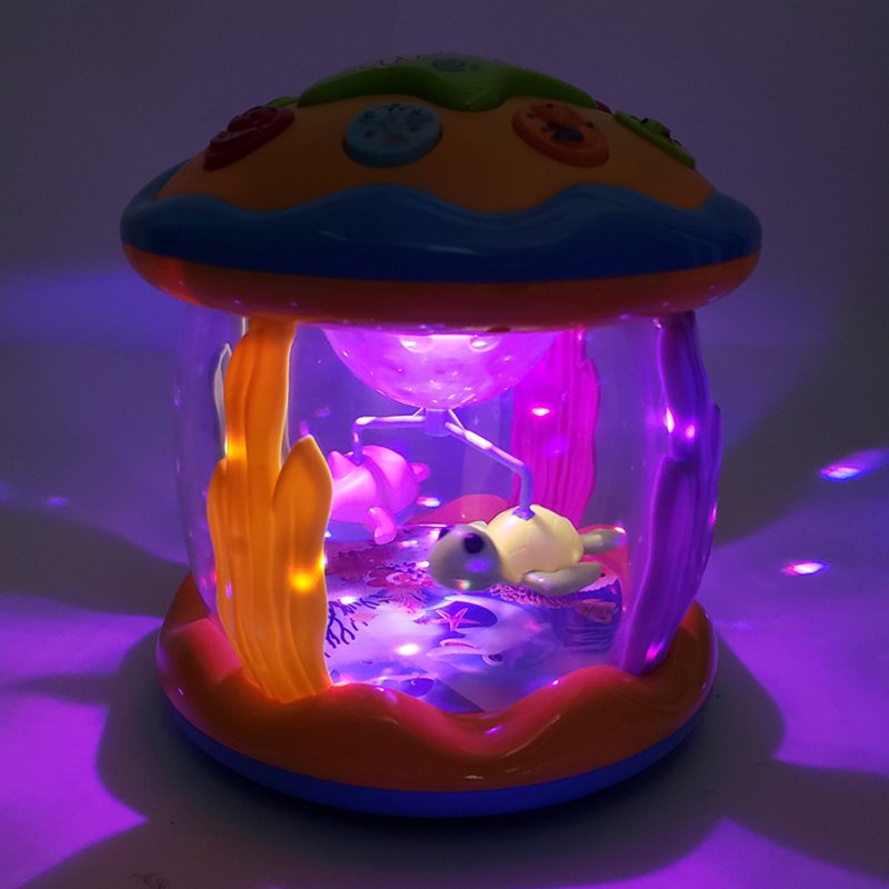 Baby Projection Ocean Drum With Music Light Sensory Toys Early Educational Musical Toys For Boys Girls Random Color Projection light