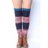 1 pair Women Cable Knit Thigh High Crochet Boot Socks Mixed Color Stitching Knitted Legs Warming Leggings Stockings for Girls