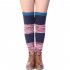 1 pair Women Cable Knit Thigh High Crochet Boot Socks Mixed Color Stitching Knitted Legs Warming Leggings Stockings for Girls