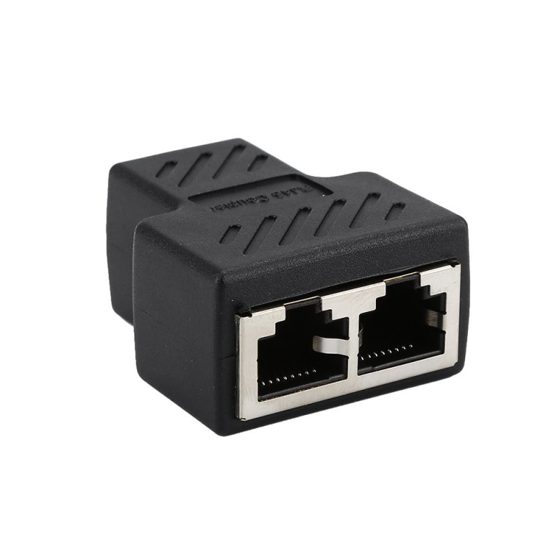 1 to 2 Channel Ethernet LAN RJ45 Network Cable Female Splitter Connector Adapter for Laptop Docking Station black