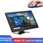10 1  Lcd HD Monitor Color Screen 2 Channel Video Input Security Display with Speaker bnc avi vga US Plug