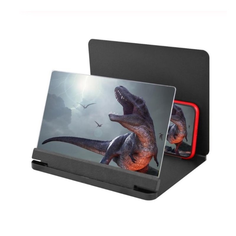 10 12 inch Mobile Phone 3D Screen Video Magnifier Bracket Folding Enlarged Desktop Smartphone Movie HD Amplifying Projector Stand black_12 inches