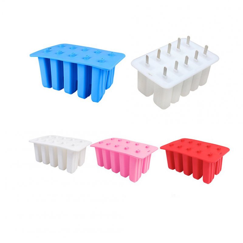 10 Holes Silicone Mold Homemade DIY Ice-sucker Mould for Ice Cream Chocolate Transparent