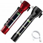 10 In 1 Multi Function Flash Light, USB Rechargeable Solar Powered Flashlight With Glass Breaker Seatbelt Cutter, 7 Modes Flashlight Camping Lights red