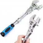 10 Inch Flexhead Adjustable Wrench, 5-in-1 Ratcheting Wrenches with 180 Degree Rotating Head