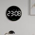 10 Inch Led Round Digital Wall Clock with Remote Control 10 Levels Brightness Alarm Clock Black