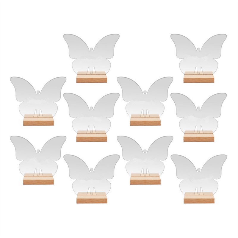 10 Pack DIY Acrylic Sign Blank Sheet Signs Blank Sheet With Wooden 10pcs Stands Holders Wedding Table Numbers