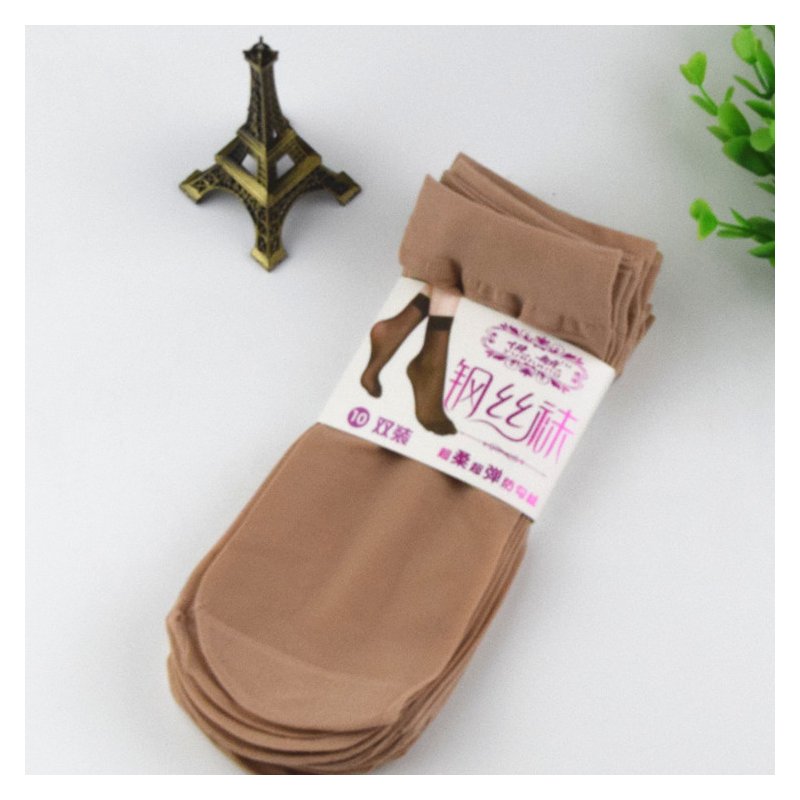 10 Pairs Women Ankle High Sheer Socks Breathable Sweat-absorbing Solid Color Hosiery Socks For Summer dark skin color One size