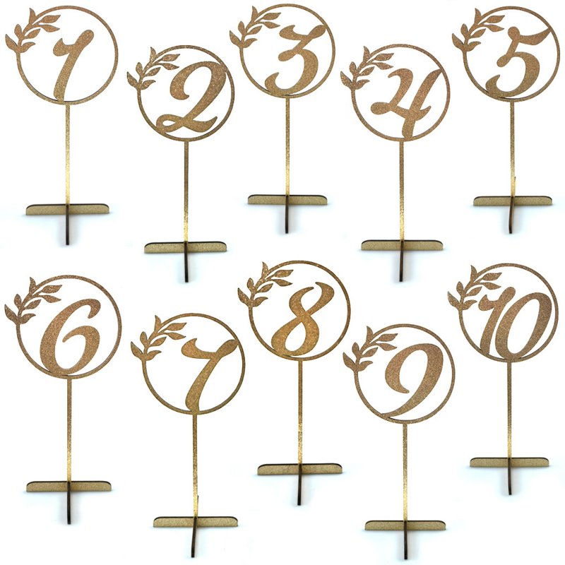 10 Pcs Wedding Table Numbers 12x5.8 Inch Wooden Table Number For Wedding Reception Party Restaurant Graduation Ceremony (1-10) Number