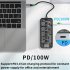 10 in 1 USB C Hub with Ethernet Adapter 4k 30hz HD Multimedia Interface Vga USB C USB 3 0 USB 2 0 SD TF Card Reader
