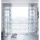 100 250cm Tulle Curtain Leaf Print Perforated Drapes for Home Living Room Balcony Decoration gray 100 250cm  W H 
