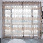 100*250cm Tulle Curtain Leaf Print Perforated Drapes for Home Living Room Balcony Decoration Coffee color_100*250cm (W*H)
