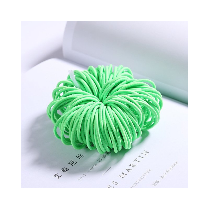 100 Pcs Hair Rope Cute Elastic Hair Ring Headband for Girls green