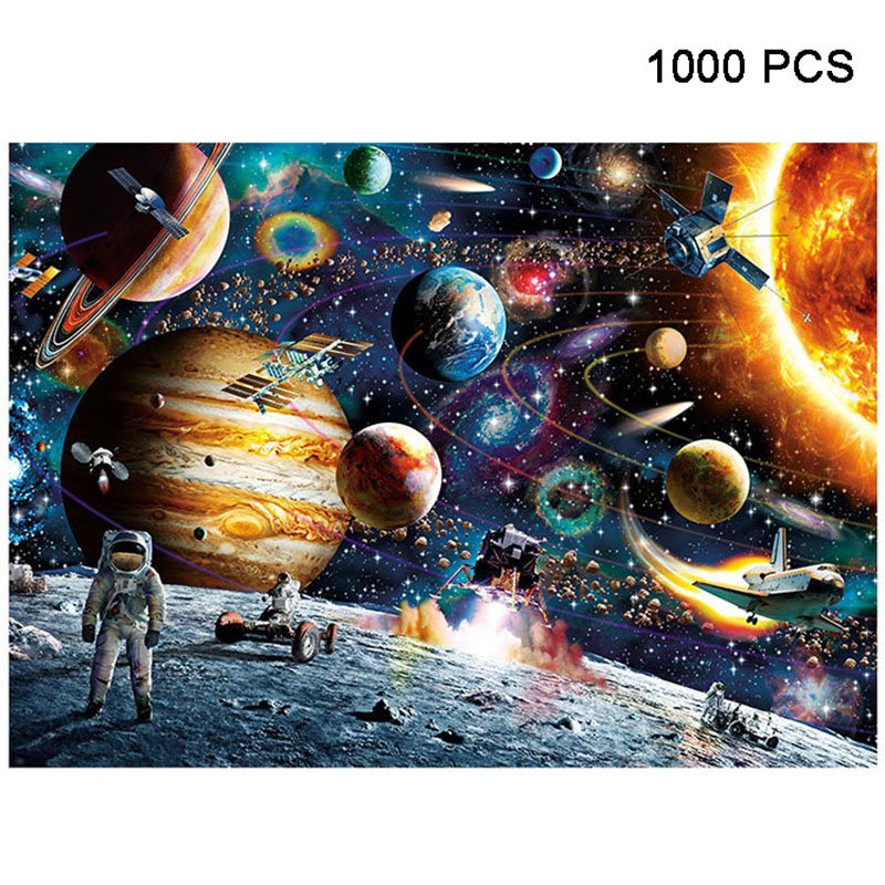 1000 Pieces Jigsaw Puzzles Educational Toys Scenery Space Stars Educational Puzzle Toy for Kids/Adults Christmas Halloween Gift Space traveler