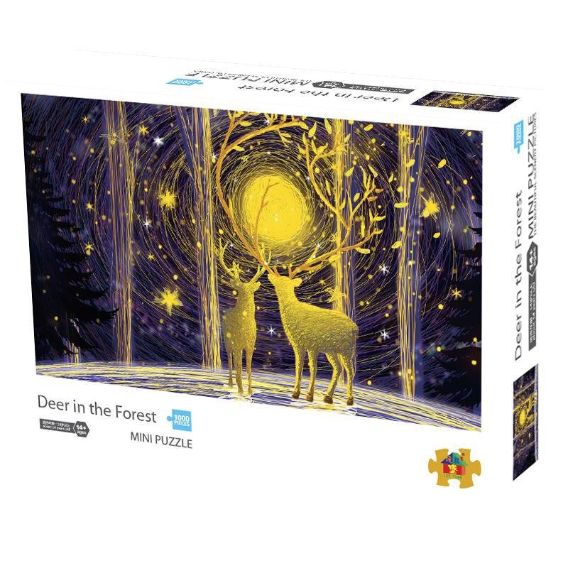1000Pcs/box Paper Jigsaw Puzzle Kid Educational Intellectual Adult Decompressing Fun Family Game Deer in the forest