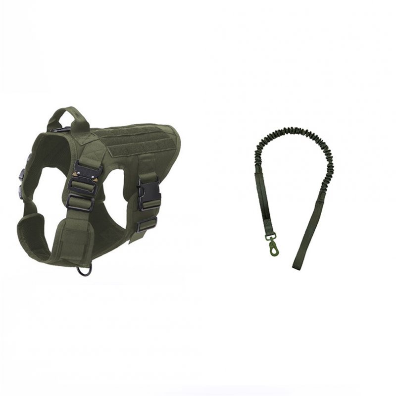 1000d Nylon Dog  Vest Outdoor Pet Vest With Buckle Quick Release Vest For Dog Army green + rope_M