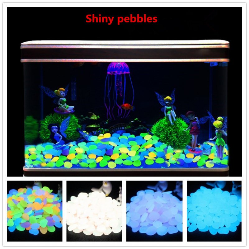 100PCS Luminous Stone Fluorescence Cobblestone Pebble for Home Aquarium Decoration Mixed color (colourful)