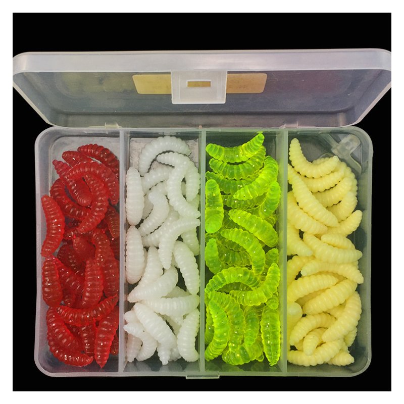 Wholesale 100Pcs/Set Soft Silicone Worm Bait Set Sea Fishing Tackle Wobbler  Fishing Lure with Tackle Box 4 colors_worm Bait From China