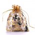 100pcs 2 8 3 5  Drawstring Organza Jewelry Favor Pouch with Gold Rose Print Bags for Gift Wedding Party Festival Golden 7 9cm