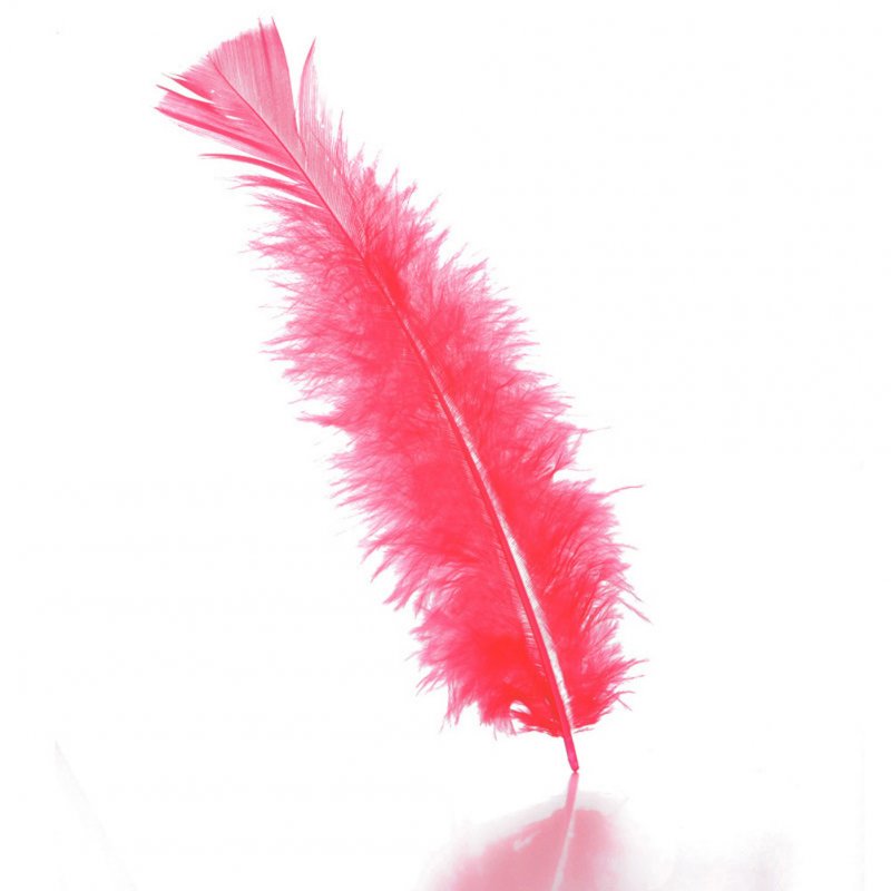 100pcs Colorful Turkey Feather Fluffy Wedding Dress DIY Jewelry Decor Accessories bright red_14cm
