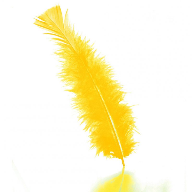 100pcs Colorful Turkey Feather Fluffy Wedding Dress DIY Jewelry Decor Accessories yellow_14cm