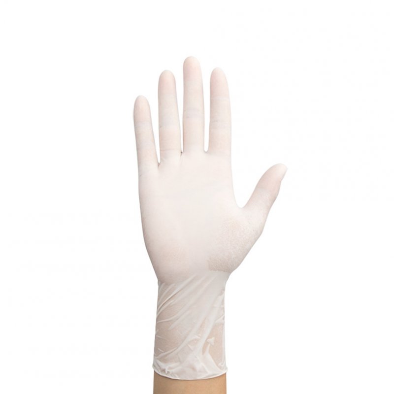 100pcs Disposable Latex Gloves White Non-Slip Acid and Alkali Laboratory Rubber Latex Gloves Household Cleaning Products milk white_L
