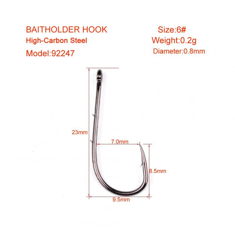 100pcs Pack High Carbon Steel Durable Fish Hook Baits Holder Fishing Hooks 6 # (100 pcs / pack)