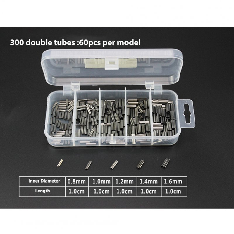 100pieces Fish Crimps Copper Alloy Pipe Fishing Line Tube Fitted Line Clip Tube Fishing Tackle Double tube (small) set_Steel wire clamp / copper pipe