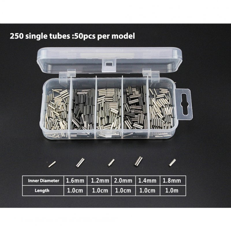 100pieces Fish Crimps Copper Alloy Pipe Fishing Line Tube Fitted Line Clip Tube Fishing Tackle (single tube + double tube) set_Steel wire clamp / copper pipe