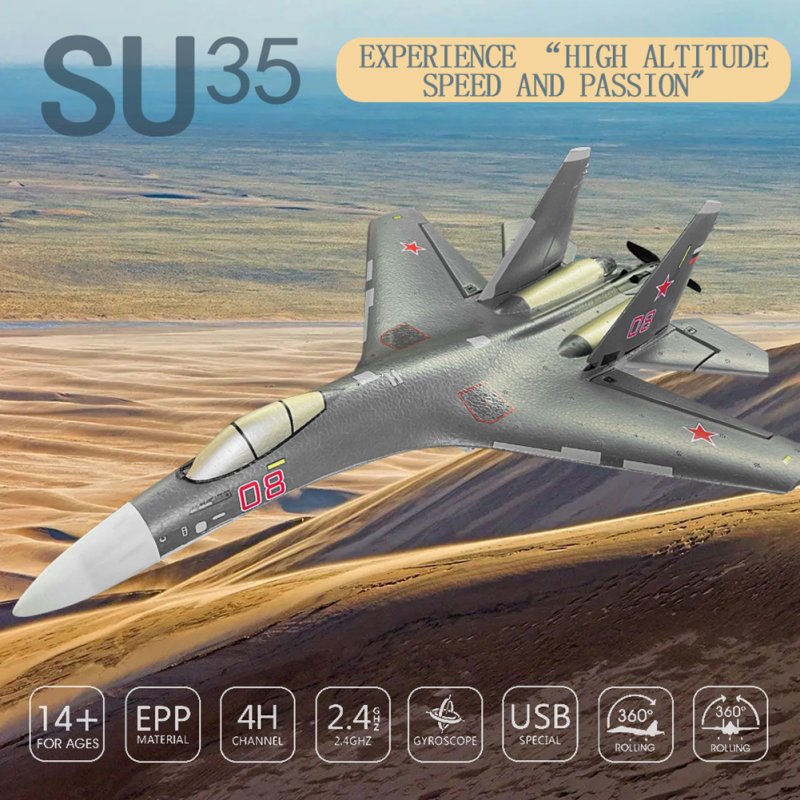 SU-35 2.4G Remote Control Glider 6--axis Gyro Fixed Wing 6D Inverted Flight LED Night Flight Model Aircraft Toy