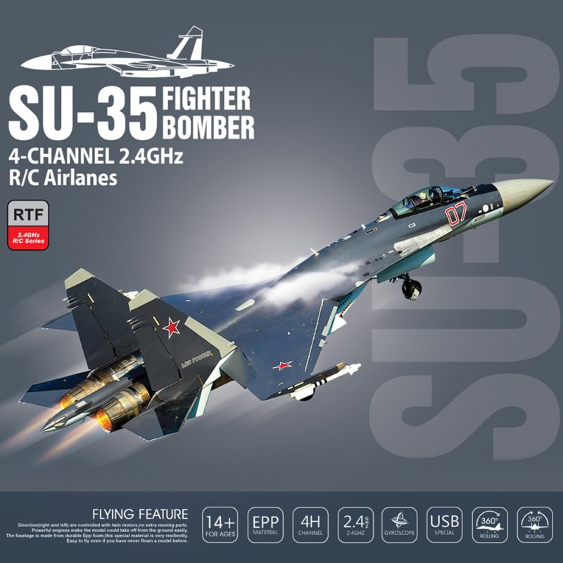 SU-35 2.4G Remote Control Glider 6--axis Gyro Fixed Wing 6D Inverted Flight LED Night Flight Model Aircraft Toy