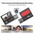 1080P 3 Lens Dash Cam Car Dvr 3 0 Inch HD Ips Screen Wide Angle Rearview Video Recorder Camera G Sensor Black