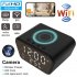 1080P Full HD Wifi Mini Camera Night Vision Motion Detection Clock Camcorder Wireless Charging Alarm Clock Cam White