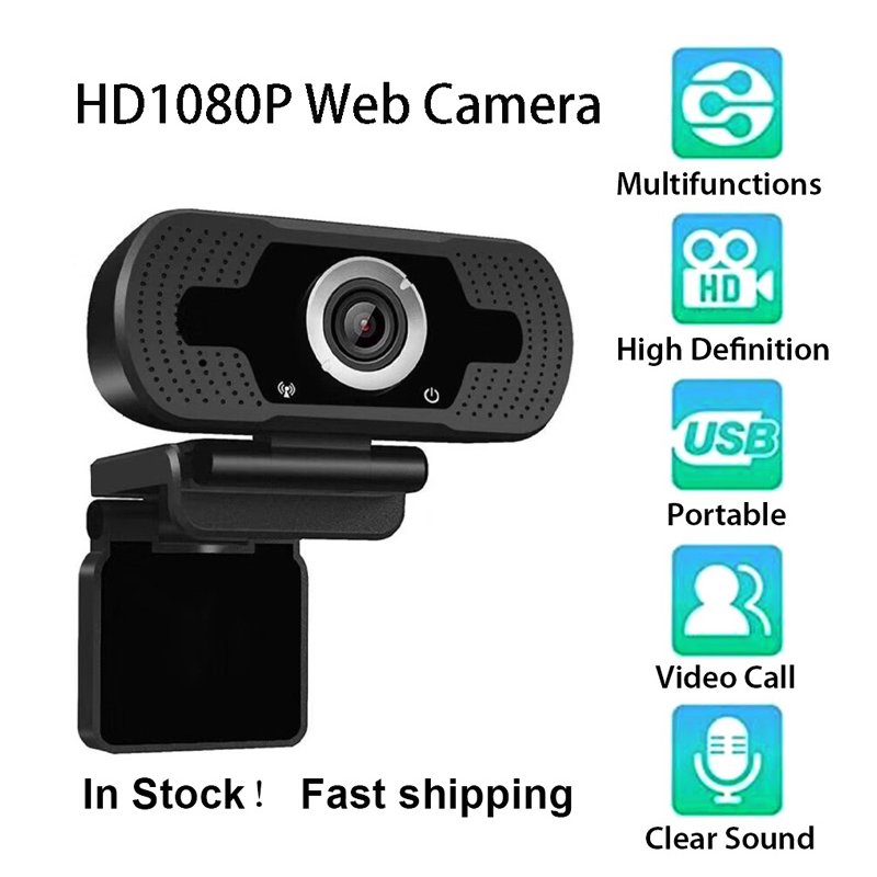 1080P HD Online Course USB Camera Live Broadcast Built-in Sound Absorption Noise Reduction Microphone Black 1080P