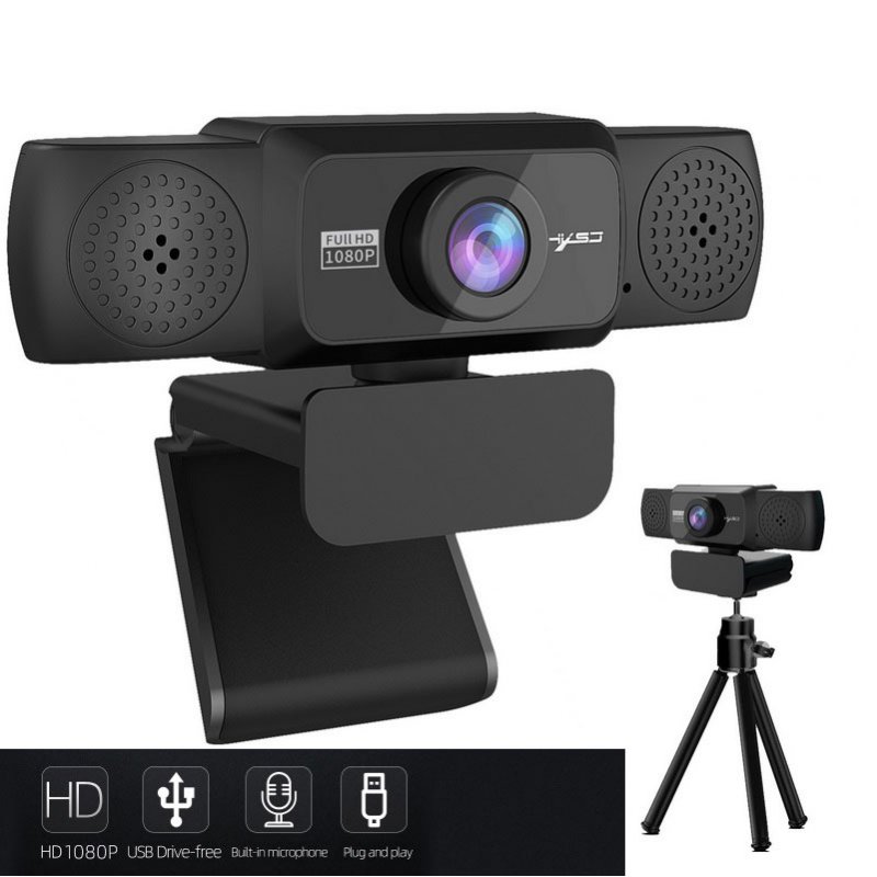 1080P HD Webcam with Mic Rotatable PC Desktop Web Camera Cam Mini Computer WebCamera Cam Video Recording Work 1080P camera + triangle bracket