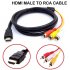 1080P HDMI Male to 3 RCA Video And Audio Adapter Cable Video Audio Converter black