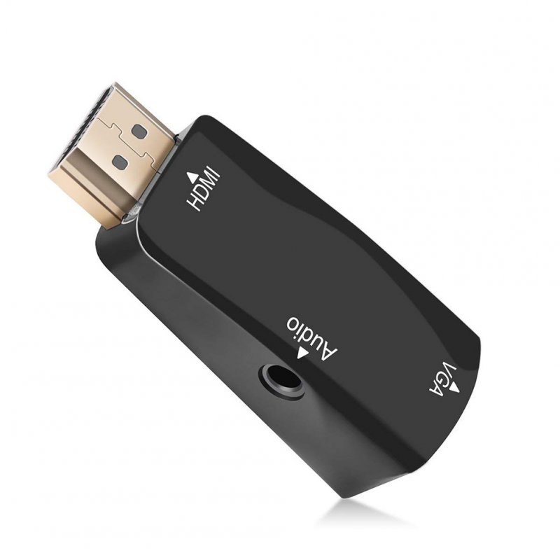 1080P HDMI to VGA Converter Adapter + 3.5 mm Audio Video Jack full HD PC Laptop Black