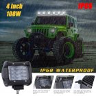 108W 4 Rows LED Work Light Bar for Offroad Off-road Truck  6000K white_1pc