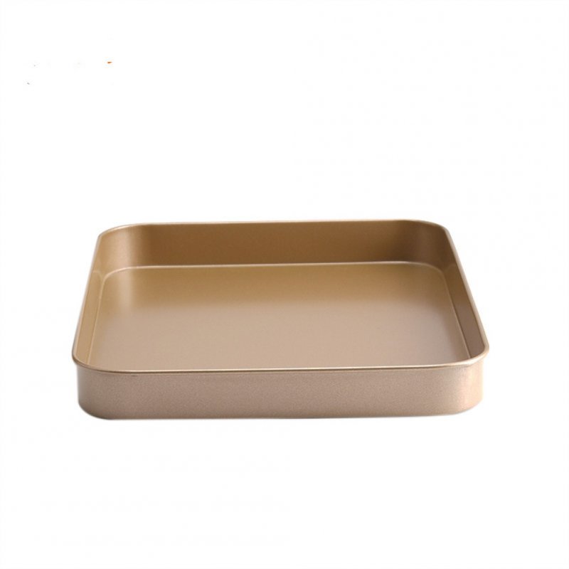 10Inches Gold Color Rectangle Carbon Steel Non-Stick Cake Bread Baking Tray   Gold