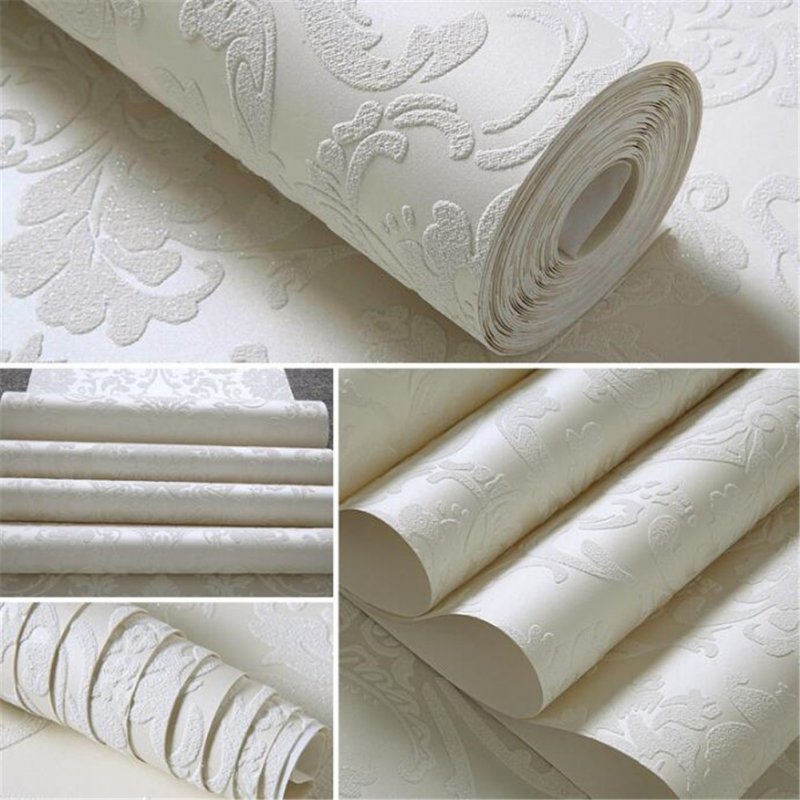 10M Fashion Modern Non-woven Wallpaper 3D Pattern Dust-Proof Moisture-Proof Wall Paper Hotel Living Room Bedroom Decor  white