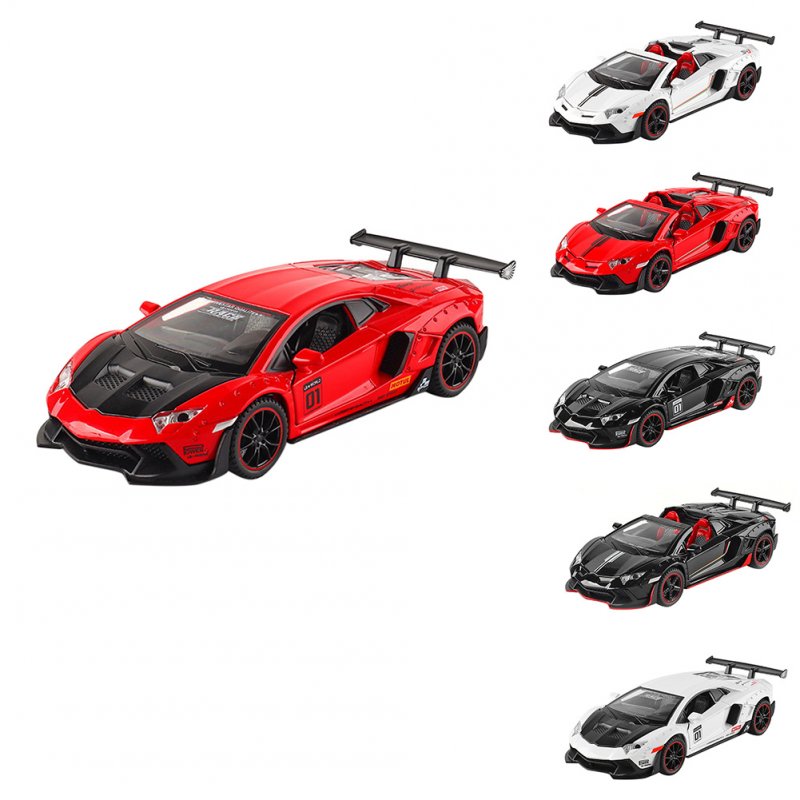 LP700 Sports Car Model With Sound Light Children Simulation Pull-back Car Ornaments For Boys Birthday Gifts Collection 