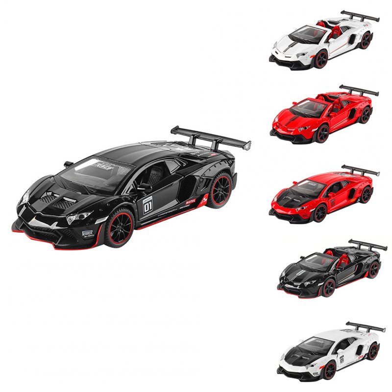 LP700 Sports Car Model With Sound Light Children Simulation Pull-back Car Ornaments For Boys Birthday Gifts Collection 