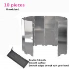 10PCS Outdoor Pinic BBQ Cooking Wind Shield Ultra Light Foldable Alloy Camping Cooker Gas Stove Wind Shield Silver 10 pieces