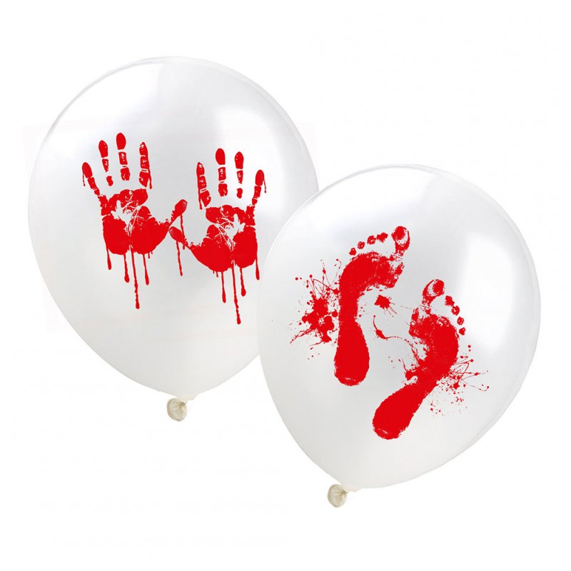 10Pcs 12Inches Thicken Blood Foodprint/Handprint Latex Balloon Halloween Party Decor 10 mixed balloons