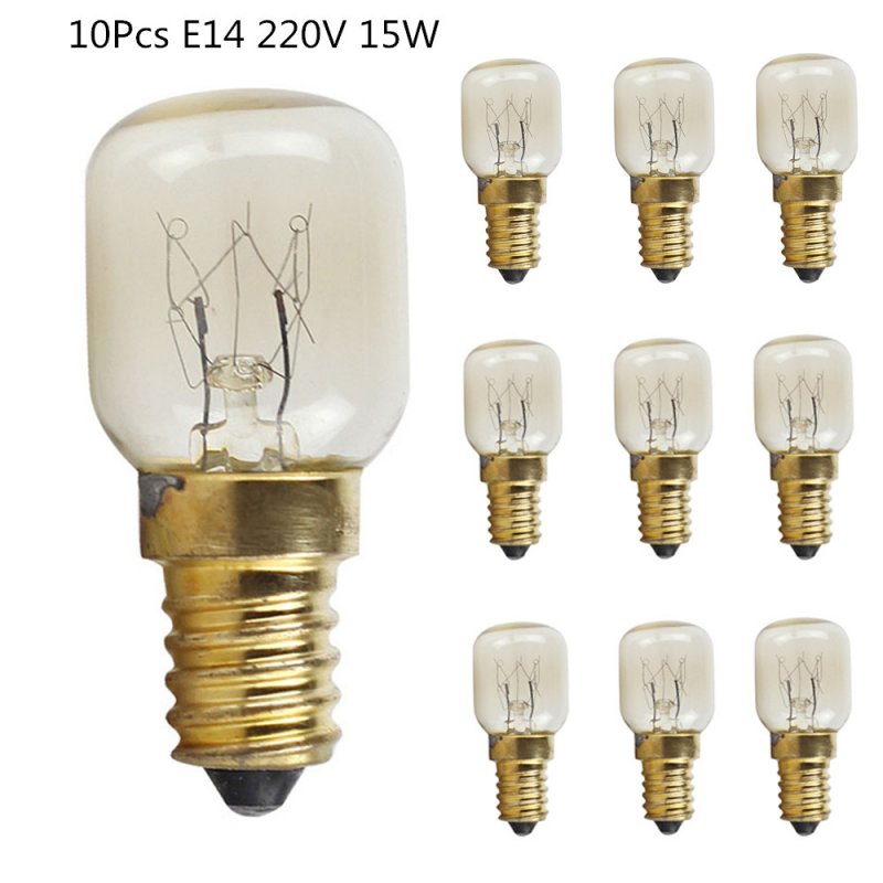 10Pcs 15W/25W E14 220V 300 Degree High Temperature Resistant Microwave/Oven Bulb Gold