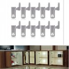 10Pcs LED Smart Touch Induction Cabinet Light Cupboard Inner Hinge Lamp Sensor Light Night Light for Closet Wardrobe  White light 10pcs with battery