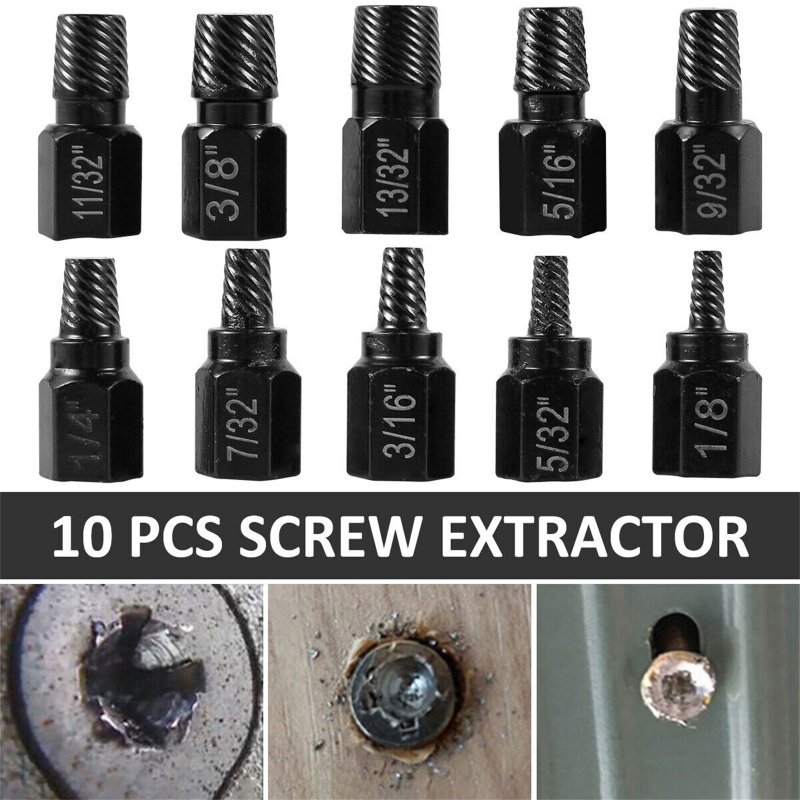 10Pcs Screw Extractor Alloy Steel Damaged Screw Remover Set For Broken Rounded Off Painted Over Rusted Tight Bolts Set of 10 screw extractors
